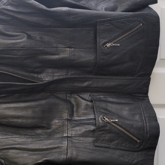 Chico Bomber Leather Jacket size 3 Blk - Picture 2 of 6